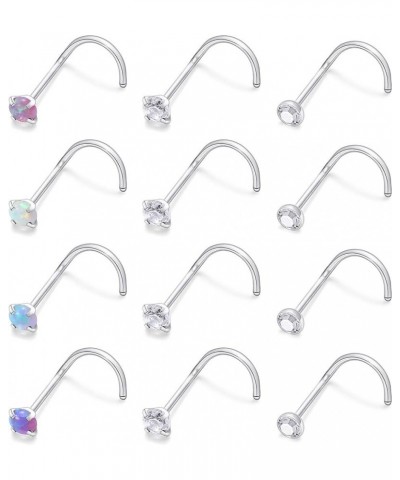 18G 20G 22G Nose Rings Studs Surgical Steel Nose Stud Set 1.5mm 2mm 2.5mm 3mm Diamond Cubic Zirconia Opal Screw L Shaped Stra...