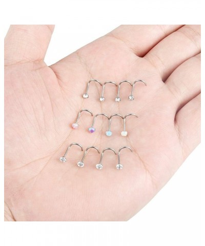 18G 20G 22G Nose Rings Studs Surgical Steel Nose Stud Set 1.5mm 2mm 2.5mm 3mm Diamond Cubic Zirconia Opal Screw L Shaped Stra...