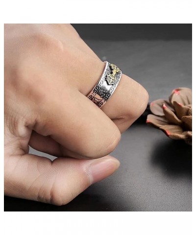 990 Sterling Silver Feng Shui Mantra Ring for Women Men Buddhist Mani Adjustable Ring Wealth Lucky Jewelry Men Vajra $19.26 R...