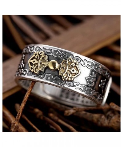 990 Sterling Silver Feng Shui Mantra Ring for Women Men Buddhist Mani Adjustable Ring Wealth Lucky Jewelry Men Vajra $19.26 R...