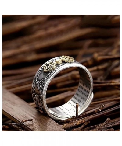 990 Sterling Silver Feng Shui Mantra Ring for Women Men Buddhist Mani Adjustable Ring Wealth Lucky Jewelry Men Vajra $19.26 R...