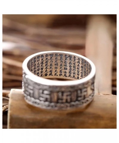 990 Sterling Silver Feng Shui Mantra Ring for Women Men Buddhist Mani Adjustable Ring Wealth Lucky Jewelry Men Vajra $19.26 R...