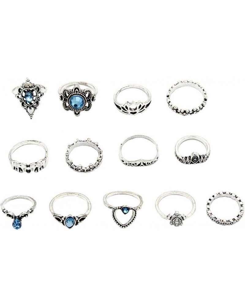 14 PCS Knuckle Stacking Rings for Women Girls,Boho Vintage Geometric Moon Sun Crystal Midi Finger Rings Set 13pcs $8.09 Rings