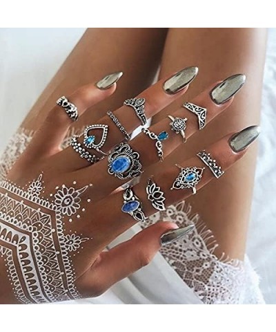 14 PCS Knuckle Stacking Rings for Women Girls,Boho Vintage Geometric Moon Sun Crystal Midi Finger Rings Set 13pcs $8.09 Rings