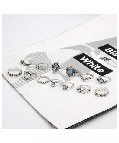 14 PCS Knuckle Stacking Rings for Women Girls,Boho Vintage Geometric Moon Sun Crystal Midi Finger Rings Set 13pcs $8.09 Rings