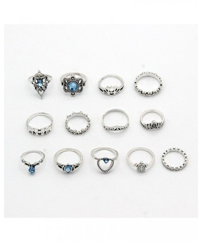 14 PCS Knuckle Stacking Rings for Women Girls,Boho Vintage Geometric Moon Sun Crystal Midi Finger Rings Set 13pcs $8.09 Rings