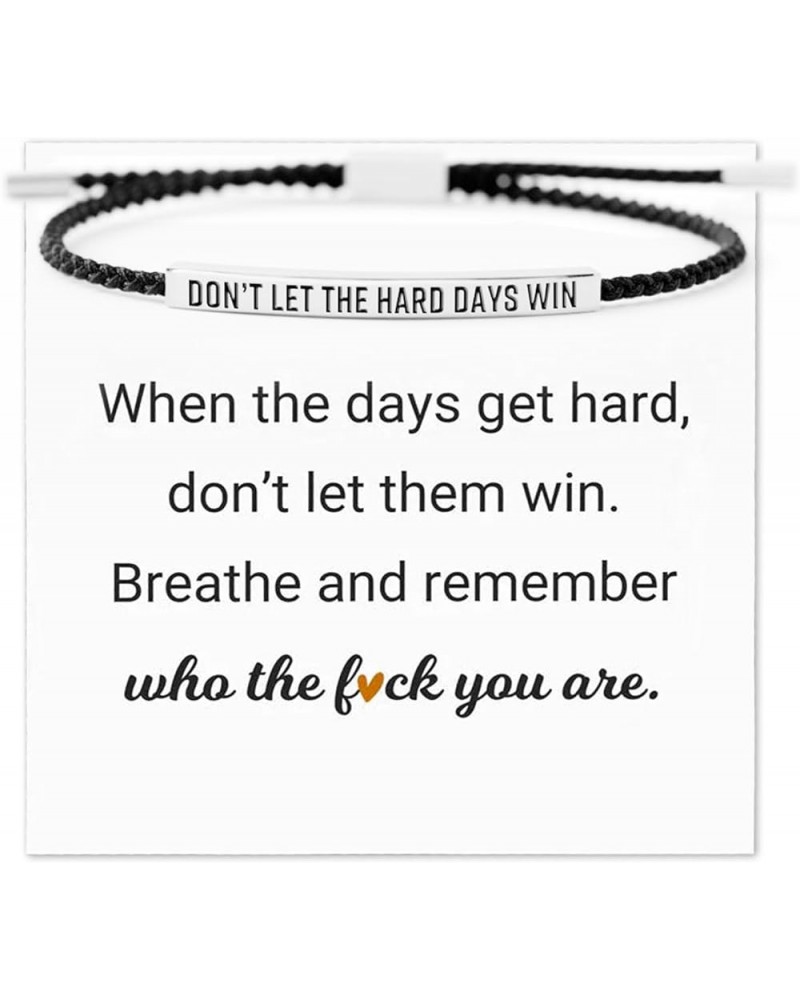 Dont Let the Hard Days Win Bracelet for Women Inspirational Engraved Bracelet Adjustable Braided Bracelet Trendy Reminder Bra...