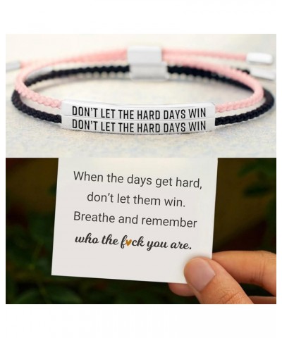 Dont Let the Hard Days Win Bracelet for Women Inspirational Engraved Bracelet Adjustable Braided Bracelet Trendy Reminder Bra...