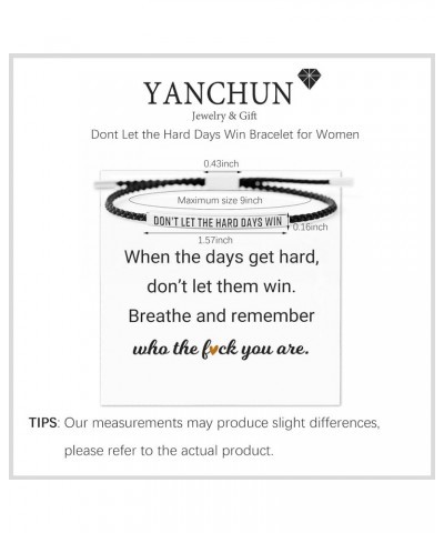 Dont Let the Hard Days Win Bracelet for Women Inspirational Engraved Bracelet Adjustable Braided Bracelet Trendy Reminder Bra...