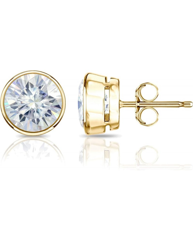 14k Gold Round Moissanite Stud Earrings (1 to 7ct TGW, J-K) Bezel-set, Push-Back Yellow Gold 7.0 carats $316.40 Earrings