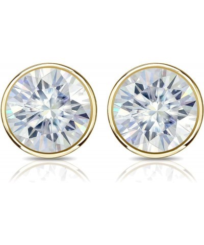 14k Gold Round Moissanite Stud Earrings (1 to 7ct TGW, J-K) Bezel-set, Push-Back Yellow Gold 7.0 carats $316.40 Earrings