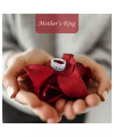 Personalized Mothers Rings with 3-8 Names and Simulated Birthstones Custom Family Name Ring for Women for Mom Grandmother 6 s...