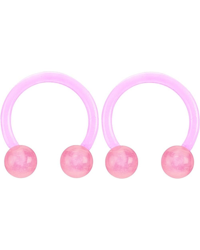 16GA Glow in The Dark Flexible Horseshoe Circular Barbells, Sold as a Pair Pink $7.30 Body Jewelry