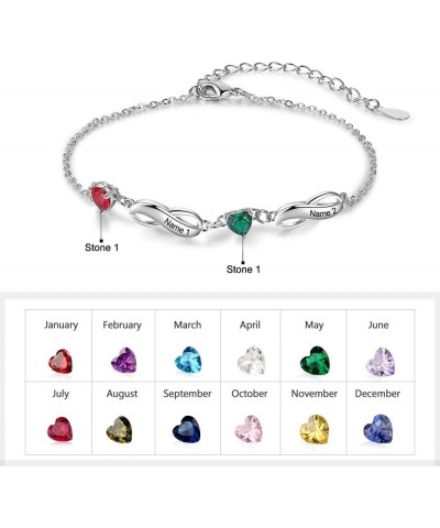 Personalized Bracelets for Women with 1-7 Birthstones Customize Names Mother Silver Bracelets for Mothers Day Gifts Jewelry M...