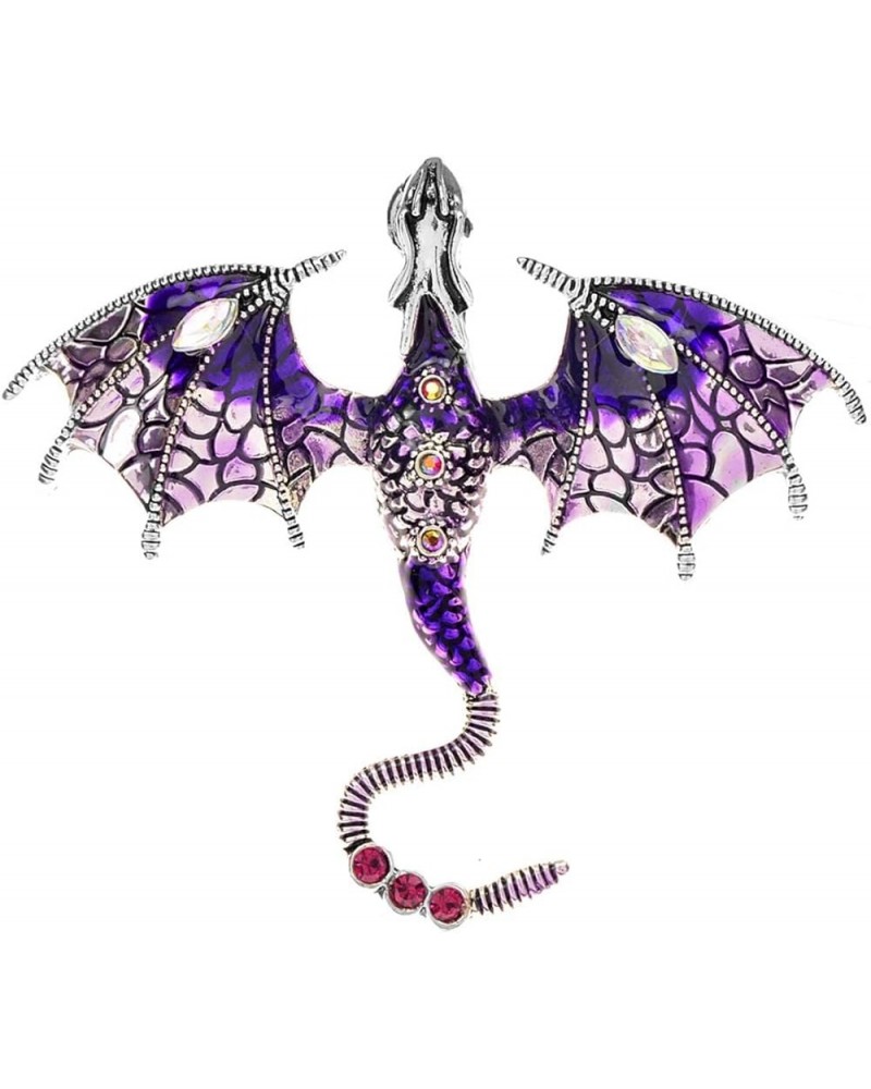 Pterosaur Brooches Crystal Enamel Dragon Brooch Pin for Women Men Vintage Dragon Brooch Jewelry Accessories Purple $7.79 Broo...