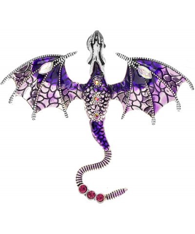 Pterosaur Brooches Crystal Enamel Dragon Brooch Pin for Women Men Vintage Dragon Brooch Jewelry Accessories Purple $7.79 Broo...