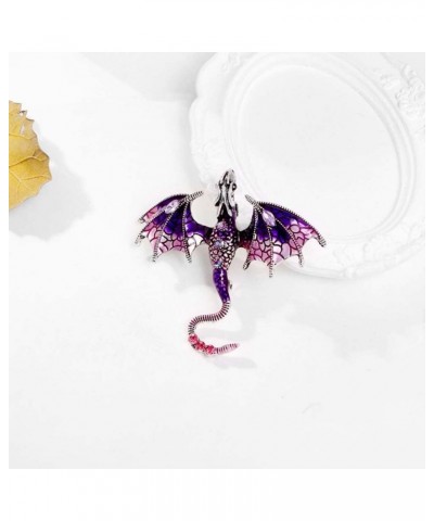 Pterosaur Brooches Crystal Enamel Dragon Brooch Pin for Women Men Vintage Dragon Brooch Jewelry Accessories Purple $7.79 Broo...