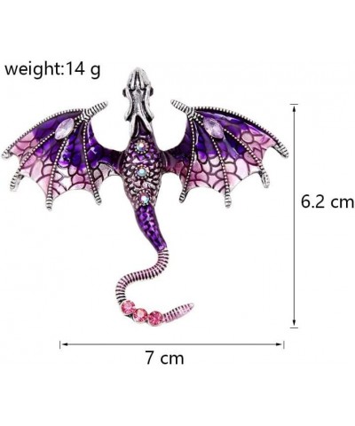 Pterosaur Brooches Crystal Enamel Dragon Brooch Pin for Women Men Vintage Dragon Brooch Jewelry Accessories Purple $7.79 Broo...