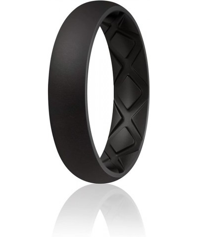 Women Silicone Wedding Ring Inner Arc Ergonomic Breathable Design Rubber Wedding Band 5.5mm Wide 2mm Thick Rubber Rings for W...