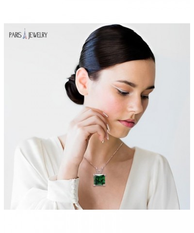 Paris Jewelry 18K Rose Gold Princess Emerald Created Sapphire 2CT CZ Necklace 18 Inch Plated $8.31 Necklaces