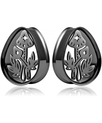 2PCS Ear Gauges Mushroom Teardrop Ear Plugs Tunnels Expander Stainless Steel Hypoallergenic Ear Stretchers Piercing Fashion B...