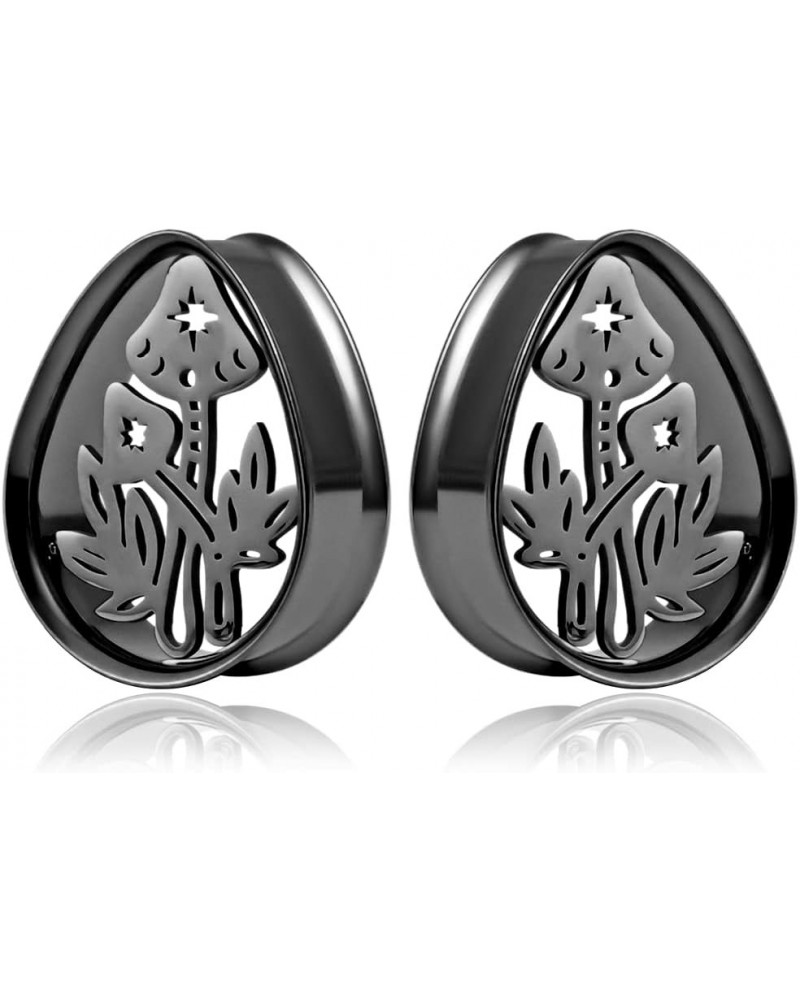 2PCS Ear Gauges Mushroom Teardrop Ear Plugs Tunnels Expander Stainless Steel Hypoallergenic Ear Stretchers Piercing Fashion B...