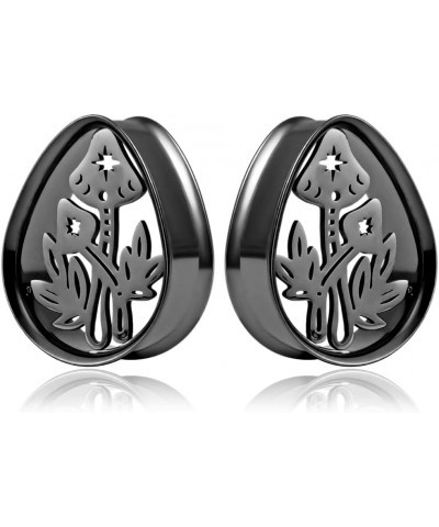 2PCS Ear Gauges Mushroom Teardrop Ear Plugs Tunnels Expander Stainless Steel Hypoallergenic Ear Stretchers Piercing Fashion B...