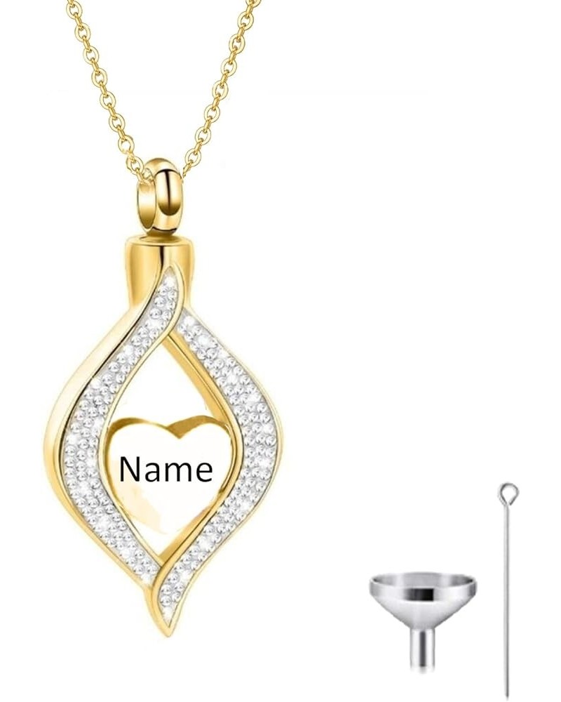 Solid Gold Infinity Urn Necklace for Ashes, 10K 14K 18K Real Gold Custom Cremation Heart Urn Necklace with Cubic Zirconia, En...