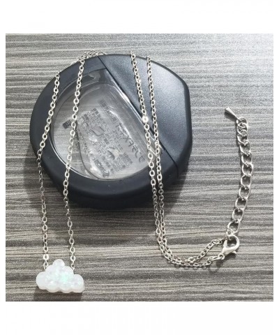 Opal Necklace Resin Cloud Necklace for Women Blue White Cloud Pendant Necklace Tiny Imitation Opal Necklace Clavicle Chain Ho...