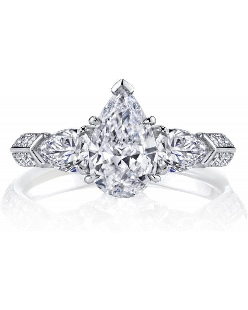 925 Sterling Silver Engagement Rings for Women 2.35 Carat (ctw) Pear Shaped Moissanite Rings for Her 7.5 $68.25 Rings