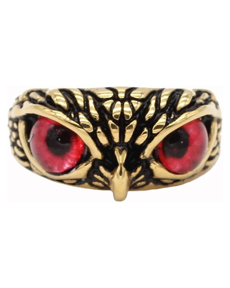 Stainless Steel Signet Biker Ring Vintage Animal Demon Eye Owl Rings for Men Women Statement Jewelry Gold, red eye $10.25 Others