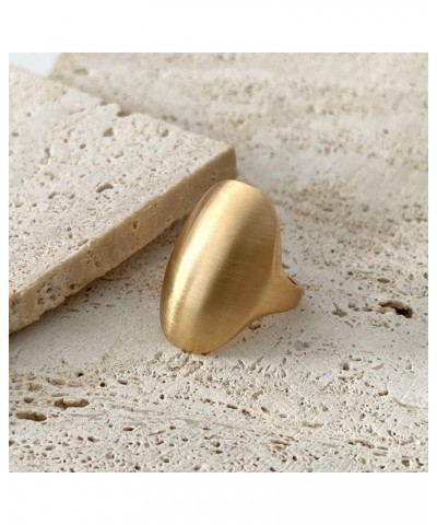 Classic Gold Plain Wide Band Ring,14K Yellow Gold Chunky Dome Statement Thumb Index Full Finger Band Ring,Cocktail Party Ring...