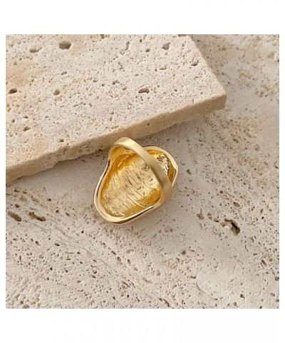 Classic Gold Plain Wide Band Ring,14K Yellow Gold Chunky Dome Statement Thumb Index Full Finger Band Ring,Cocktail Party Ring...