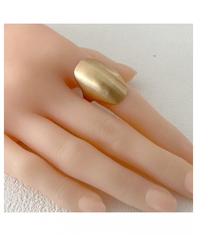 Classic Gold Plain Wide Band Ring,14K Yellow Gold Chunky Dome Statement Thumb Index Full Finger Band Ring,Cocktail Party Ring...