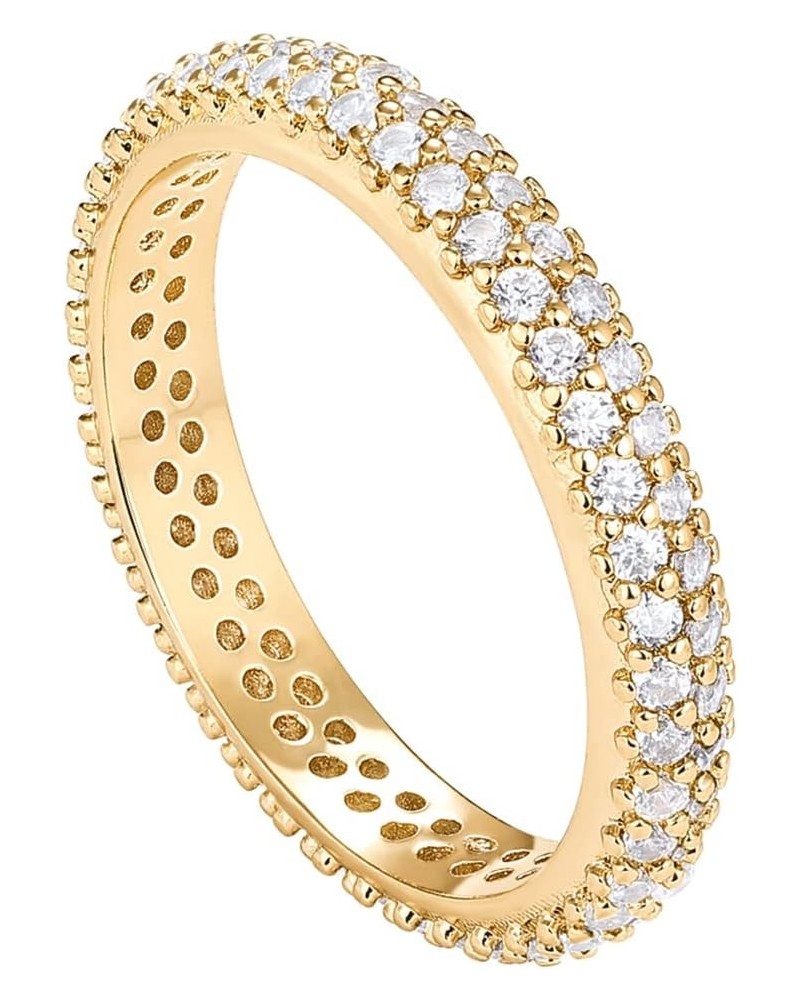 14K Gold Plated Cubic Zirconia Double Row Eternity Band for Women 7 Yellow Gold $10.79 Rings