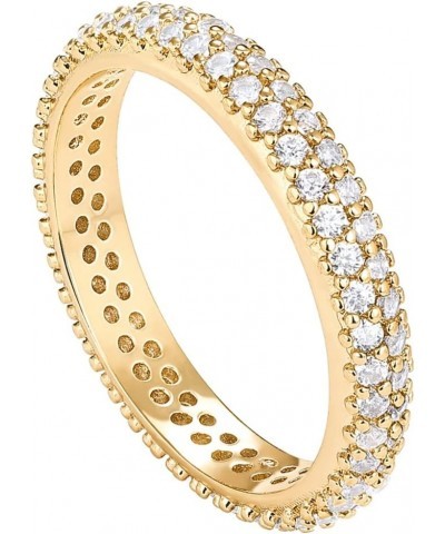 14K Gold Plated Cubic Zirconia Double Row Eternity Band for Women 7 Yellow Gold $10.79 Rings