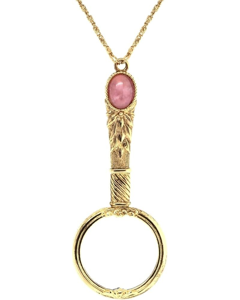 1928 Jewelry Art Deco Oval Gemstone Magnifying Glass Pendant Necklace For Women 30" - Magnification Power: 2X Rose Quartz $39...