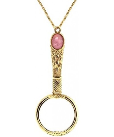 1928 Jewelry Art Deco Oval Gemstone Magnifying Glass Pendant Necklace For Women 30" - Magnification Power: 2X Rose Quartz $39...