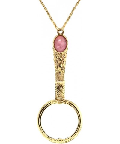 1928 Jewelry Art Deco Oval Gemstone Magnifying Glass Pendant Necklace For Women 30" - Magnification Power: 2X Rose Quartz $39...