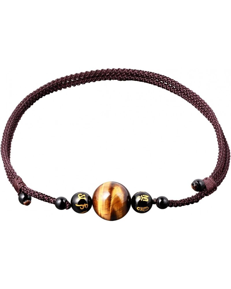 Real Stone Tiger Eye with Black Agate Beads Choker Necklace for Women and Men Gemstones and Crystals Pendant $9.84 Necklaces