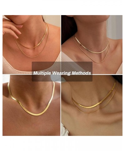 Dainty Gold Choker Necklace for Women 14k Gold Plated Layered Satellite Chain Necklace Set for Teen Pearl Star Snake Chain Ne...