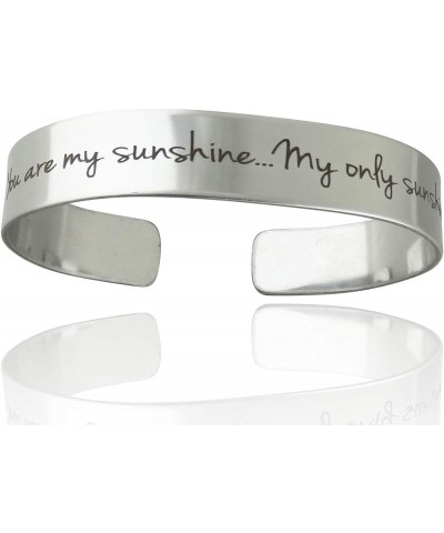 925 Sterlin Silver and Stainless Steel Open Cuff Bracelet You are My Sunshine - Wide $12.42 Bracelets