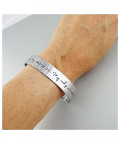 925 Sterlin Silver and Stainless Steel Open Cuff Bracelet You are My Sunshine - Wide $12.42 Bracelets