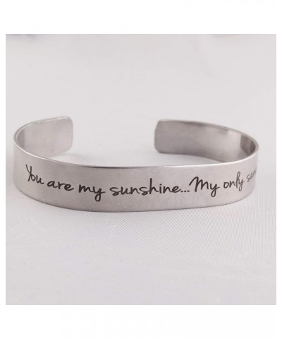 925 Sterlin Silver and Stainless Steel Open Cuff Bracelet You are My Sunshine - Wide $12.42 Bracelets