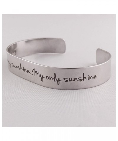 925 Sterlin Silver and Stainless Steel Open Cuff Bracelet You are My Sunshine - Wide $12.42 Bracelets