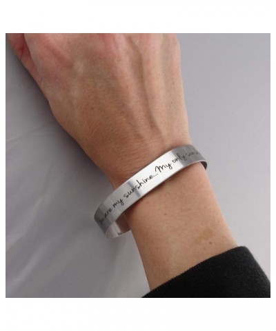 925 Sterlin Silver and Stainless Steel Open Cuff Bracelet You are My Sunshine - Wide $12.42 Bracelets