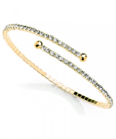 Gold Crystal Rhinestone Cuff Bridal Bracelet, 1-Row Fashion Bangle for Wedding, Prom, Bridesmaids $12.64 Bracelets