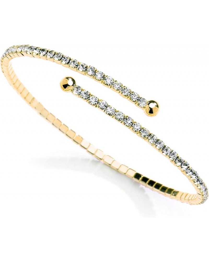 Gold Crystal Rhinestone Cuff Bridal Bracelet, 1-Row Fashion Bangle for Wedding, Prom, Bridesmaids $12.64 Bracelets