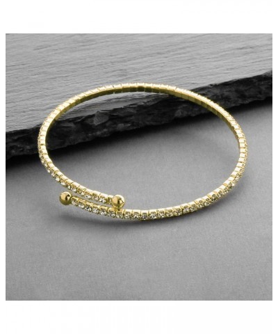 Gold Crystal Rhinestone Cuff Bridal Bracelet, 1-Row Fashion Bangle for Wedding, Prom, Bridesmaids $12.64 Bracelets