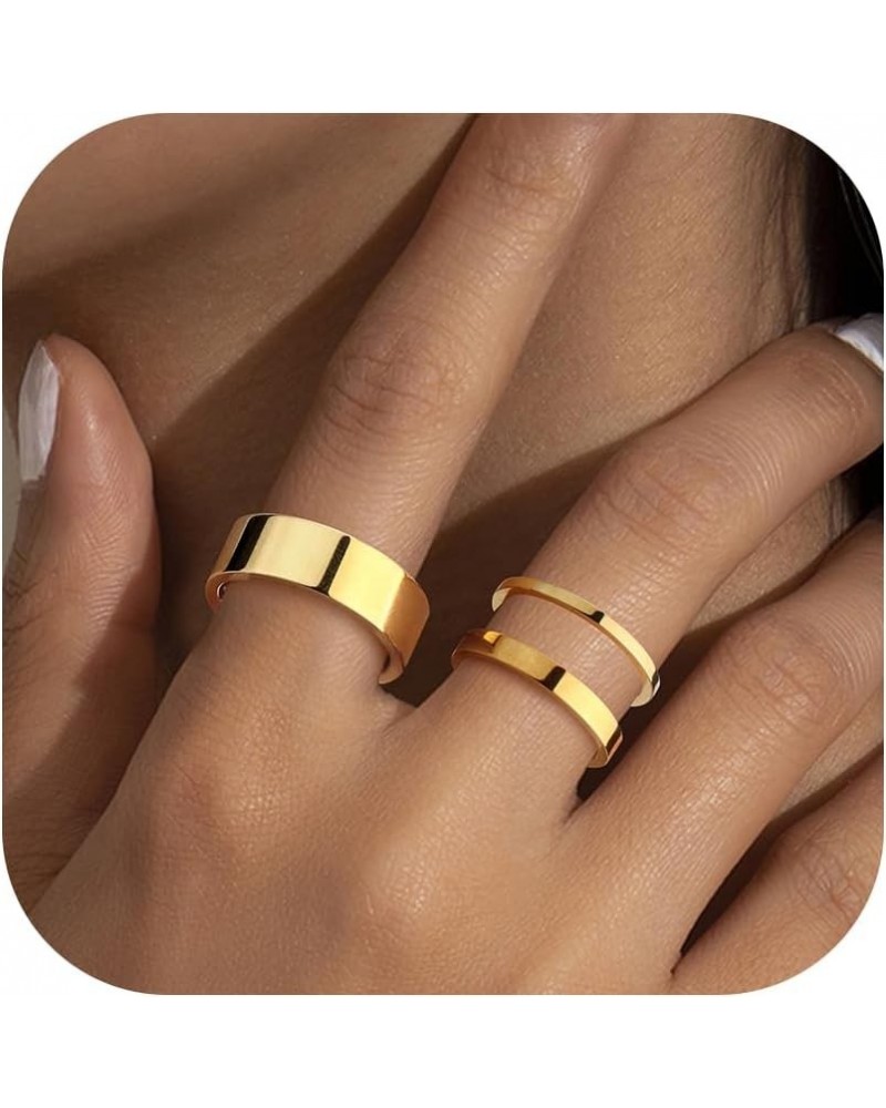 14K Gold Filled Band Rings for Women Gold Stackable Ring Set Thin Gold Ring Plain Pinky Thumb Midi Statement Band Ring Non Ta...